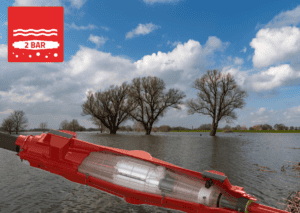 LoviSil-Kabelmuffe bei hohem Wasserstand als Beispiel für LoviSil extreme Wetterbedingungen in Stromnetzen.