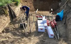 Verbindungsmuffenmontage in einem Windpark in Deutschland