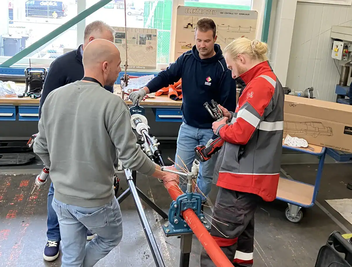 Cable joint training at Enexis facility demonstrating practical installation and knowledge transfer for medium-voltage networks